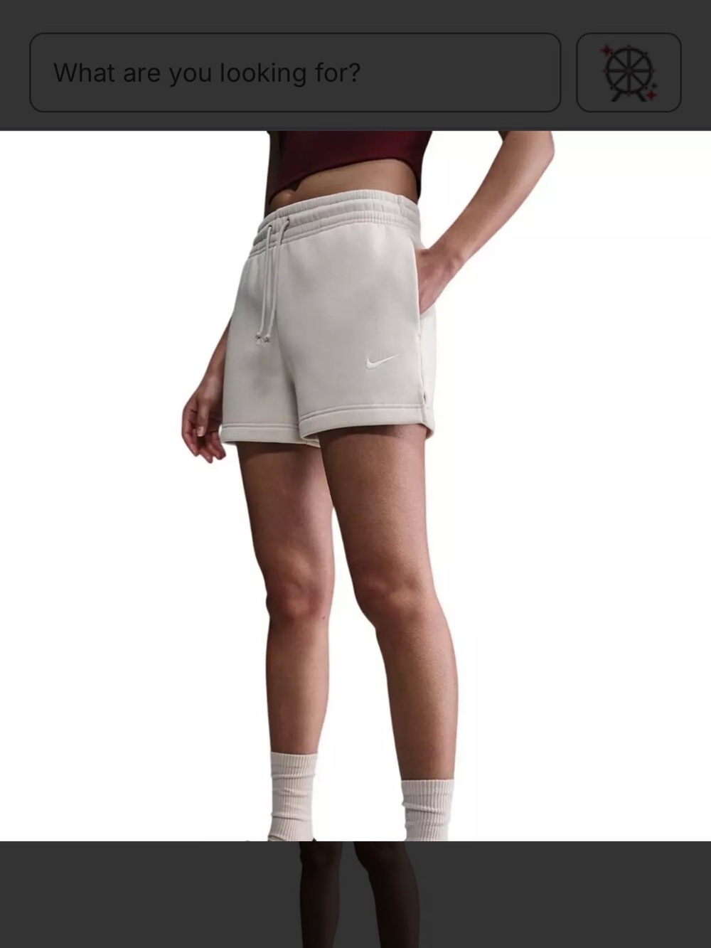 Nike Women's High Waisted Phoenix fleece Taupe Drawstring Athletic Shorts Large